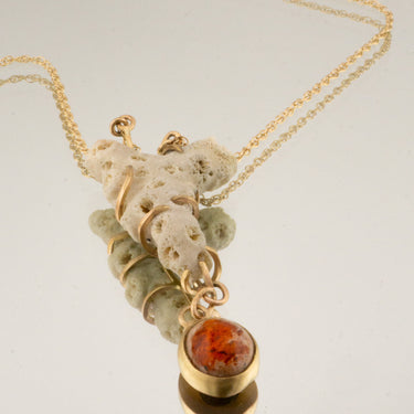 Virginia Key Coral + Fire Agate Necklace